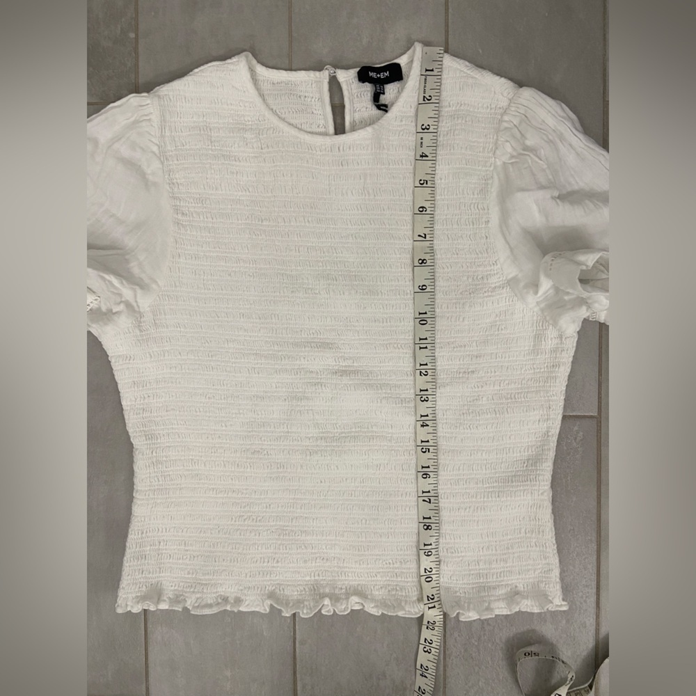ME+EM Short Sleeve Smocked Blouse White Size 12 - Picture 6 of 6
